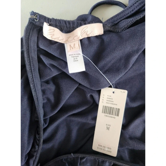 NWT Anthropologie Hutch Ruched Asymmetrical Mini Dress Size M Navy - Picture 10 of 13